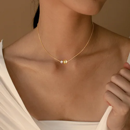 Vista 2 de Foxgirl Lariat - Collar de oro para mujer, delicado collar largo chapado en oro de 14 quilatesplata en forma de Y, collar de moda en capas de cadena