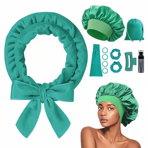 Vista 10 de Rizos sin Calor con Diadema para la Noche, 70'' Rizadores de Cabello sin Calor para Cabello Mediano a Largo, Negro