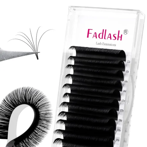 Vista 40 de Extensiones de Pestañas Rizo B Fácil Florecimiento Extensión de Pestañas Negro Mate Extensiones de Pestañas de Volumen Rápido Florecimiento Pestañas
