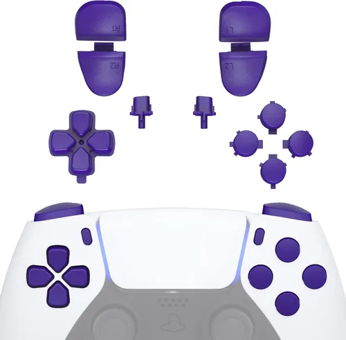 Vista 21 de eXtremeRate Juego de teclas de reemplazo D-pad R1 L1 R2 L2, botones de compartir, opciones, frontales, juego completo de teclas negras compatibles