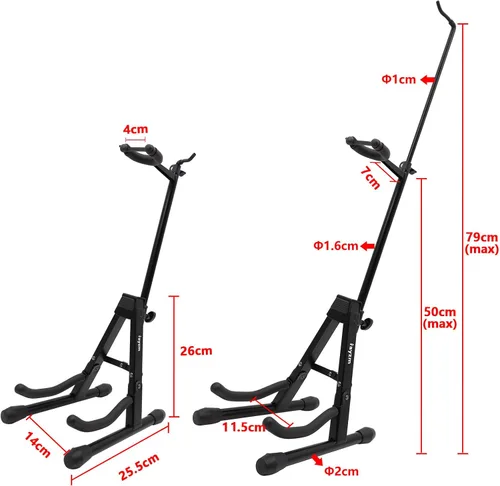 Vista 4 de Rayzm Soporte para violín con soporte para arco, trípode plegable portátil ajustable para violín/ukelele/mandolina, fácil instalación
