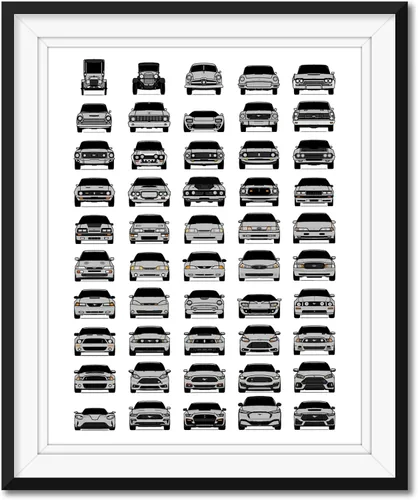 Vista 15 de Custom Car Posters Handmade Poster compatible with Ford Evolution Print Wall Art Décor of the Best of Ford Generations - Multi, 8x10 Metallic Print