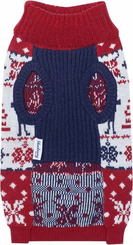 Vista 4 de Blueberry Pet - Suéter de Navidad estilo «Ugly Christmas», con renos festivos para perros, cuello tortuga, ropa familiar de vacaciones para perros