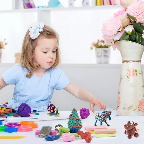 Vista 4 de Kits de arcilla polimérica de 50 colores, arcilla para modelar para niños, molde de bricolaje, horno, arcilla con caja de almacenamiento