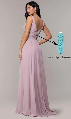 Vista 2 de MAGGCIF Women's V Neck Chiffon Bridesmaid Dresses for Women with Slit A Line Long Formal Evening Gown