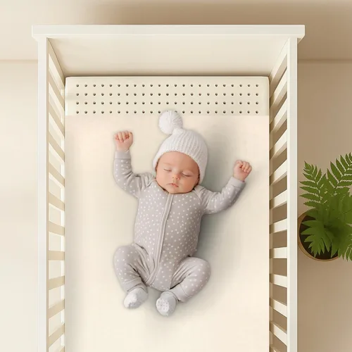 Vista 4 de OrganicTextiles - Cubrecolchón de látex orgánico para cuna (3 pulgadas, cuna 18 x 36), certificado GOLS, con protector de cubierta de lana 100%