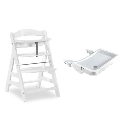 Vista 11 de Hauck Alpha+ Trona de madera de haya maciza con asiento ajustable, Blanco Asiento blanco