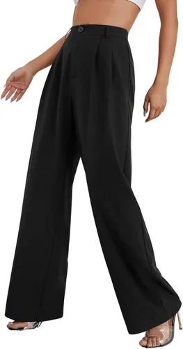 Vista 3 de SweatyRocks Pantalones largos casuales de pierna ancha con botones y cintura alta para mujer