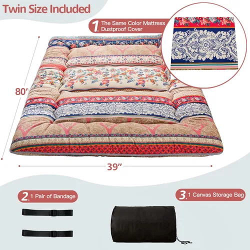 Vista 430 de Colchón futón japonés de piso gris constelación, de piso tatami, portátil, para acampar, para niños, sofá cama plegable enrollable con protector