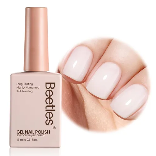 Vista 98 de Beetles - Esmalte de uñas de gel blanco perla, 0.5 onzas líquidas, color blanco perla, brillante, sirena, concha nacarada, esmalte de uñas de gel