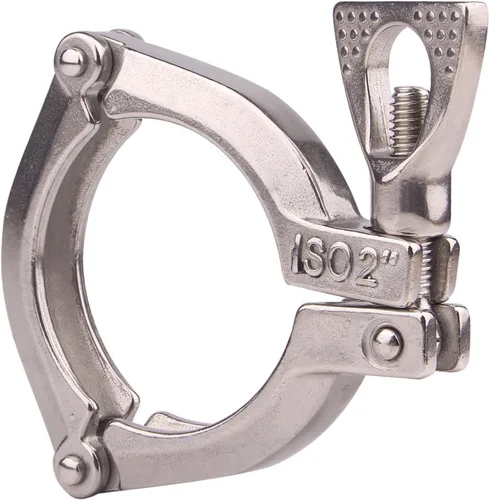 Vista 2 de DERNORD Abrazadera sanitaria de tres segmentos de 2 pulgadas de acero inoxidable 304 tri abrazadera trébol (abrazadera TR: 2 pulgadas))