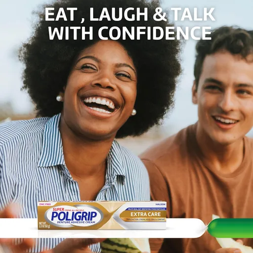 Vista 7 de Super Poligrip Extra Care - Crema adhesiva para dentaduras postizas, sin zinc, 2.2 onzas (paquete de 4)