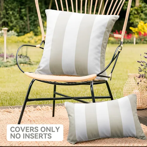 Vista 2 de WESTERN HOME WH - Juego de 2 fundas de almohada decorativas impermeables para exteriores Arena y blanco