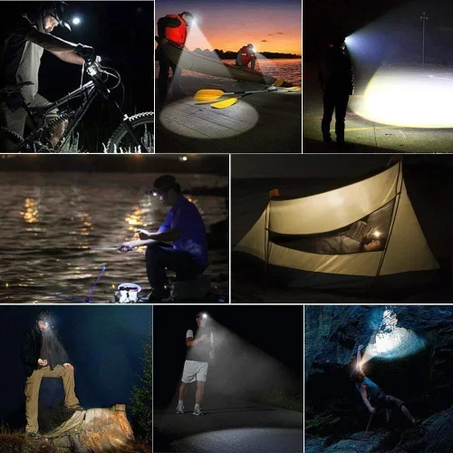 Vista 6 de Mollo Linterna frontal recargable de 20000 lúmenes, lámpara de cabeza ultra brillante, luz de seguridad para faros delanteros con zoom, impermeable