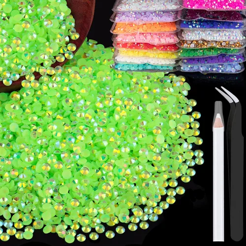 Vista 24 de 4000 diamantes de imitación de resina de 0.157 pulgadas a granel, transparentes AB con parte trasera plana, diamantes de imitación redondos