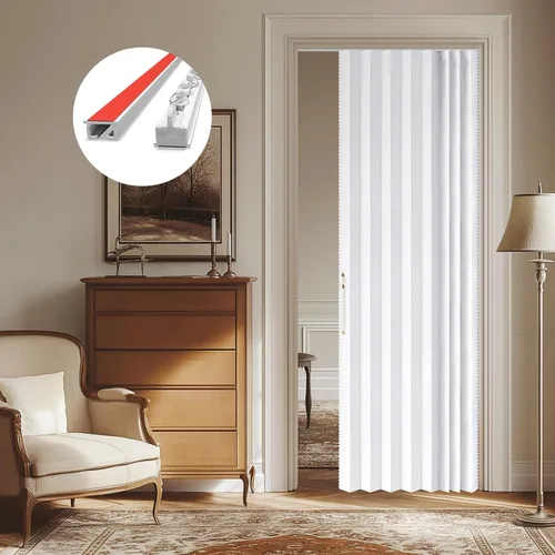 Vista 19 de AJAZZ Cortinas 100% Opacas para Puertas Corredizas de Entrada, Puertas de Acordeón para Entrada, Cortina Magnética para Puerta de Dormitorio Sala