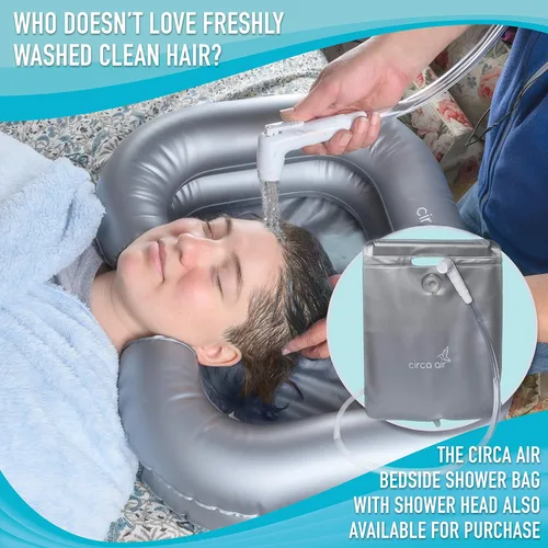 Vista 7 de Circa Air Lavabo inflable para lavar el cabello en cama - Lavar el cabello en la cama con lavabo de champú. Cuenco portátil para champú con almohada