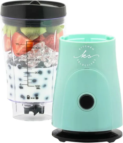 Vista 3 de Kitchen Selectives Mini licuadora de 14 onzas, licuadora personal y portátil para batidos de frutas y más, con potente hoja de acero inoxidable
