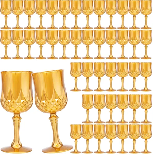 Vista 16 de JLYLOL Copas de Vino de Plástico Vintage de 7 OZ Copas de Plástico Vintage Vasos para Beber de 12 Piezas Cristalería Retro para Bodas Copas de Agua
