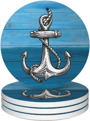 Vista 19 de Van Gogh - Juego de 4 posavasos abstractos de cerámica de diatomita absorbentes con base de corcho, protección de mesa, adecuados para mesas