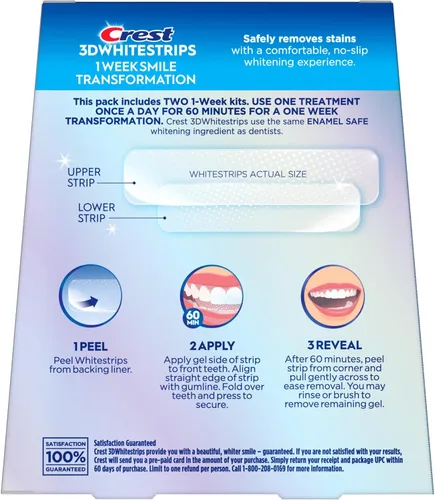 Vista 11 de Crest 3D Whitestrips, Transformación de Sonrisa de 1 Semana, Tiras Blanqueadoras 3D White, Kit de Tiras Blanqueadoras de Dientes, 14 Tratamientos