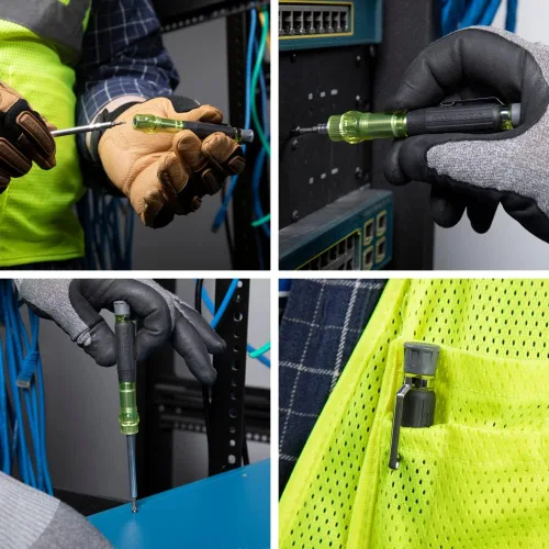 Vista 3 de Klein Tools 32613 - Destornillador multibroca, destornillador de bolsillo HVAC de precisión 3 en 1 con puntas Phillips, ranuradas y Schrader