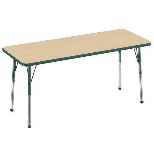 Vista 171 de FDP - Mesa rectangular para actividades escolares y de oficina (24 x 36 pulgadas), patas estándar con deslizadores giratorios, altura ajustable