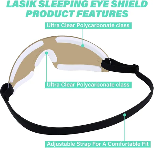 Vista 5 de Kingdder Escudo de ojos marrón para dormir gafas protectoras con correa ajustable y acolchado suave, sensibilidad de los ojos a la luz, bolsa