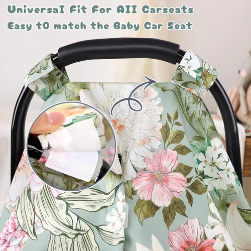 Vista 5 de Funda de asiento de automóvil para bebé, fundas de toldo de asiento de automóvil para niñas recién nacidas, fundas suaves y transpirables de Minky