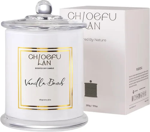 Vista 24 de Chloefu LAN Vela Perfumada Premium con Aroma a Gardenia para Hombres y Mujeres, Altamente Perfumada, 7.1 onzas 45 Horas de Larga Duración, Velas