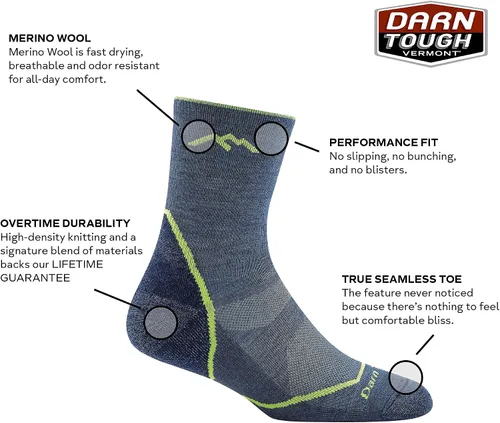 Vista 2 de Darn Tough Vermont Light Hiker Micro Crew - Cojín ligero (bebéniño pequeñoniño grande)