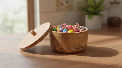 Vista 6 de Azucarero decorativo de madera rústica con tapa de boca ancha para dulces y especias para condimentos, frutos secos, recipiente para servir sal