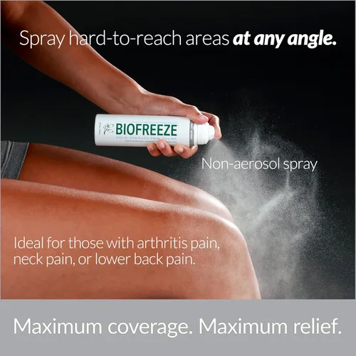 Vista 4 de Biofreeze Spray para aliviar el dolor, 4 oz. Aerosol en aerosol, paquete de 2, incoloro (el embalaje puede variar)