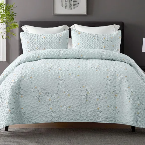 Vista 15 de Exclusivo Mezcla - Juegos de edredón reversibles de estilo bohemio de tamaño Queen, colcha azul ligera, juego de ropa de cama de patchwork