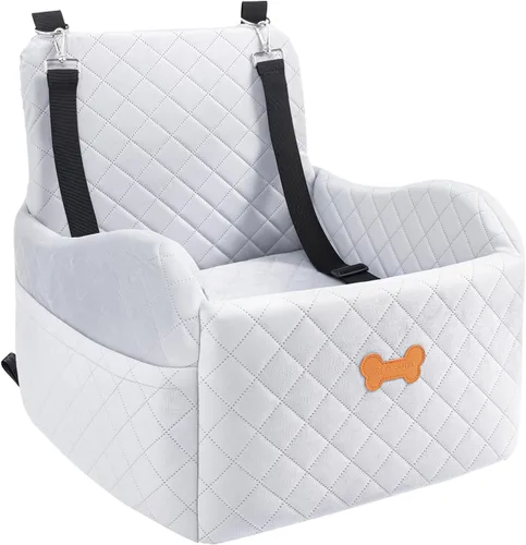 Vista 9 de Asiento de automóvil para perros pequeños, asiento elevador para perros con relleno de espuma viscoelástica gruesa con 2 correas de seguridad