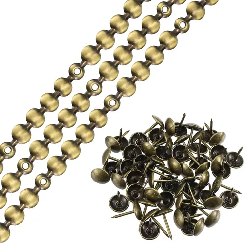 Vista 6 de uxcell 3 tiras de tachuelas de tapicería, adornos de uñas decorativos brillantes de 3.3 ft para sofá, cabecero, silla, muebles con clavos