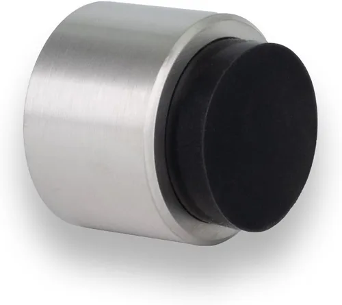Vista 10 de EVI Tapones de puerta Tope de manija de puerta de acero inoxidable – Adhesivo y cierre de tornillo – Protector de goma – Tope de puerta negro