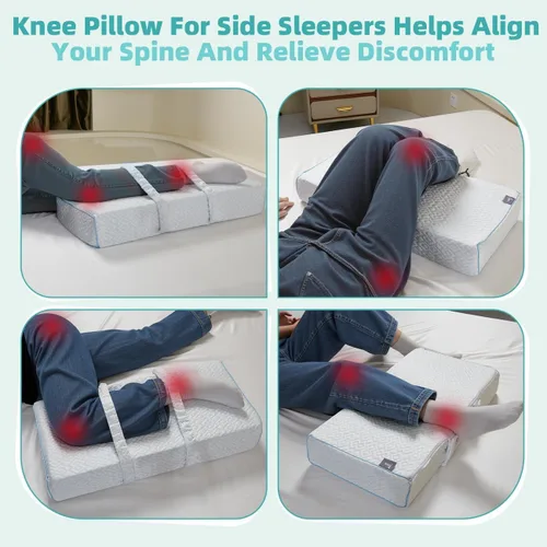 Vista 12 de Almohada de rodilla fresca para personas que duermen de lado, dolor de cadera de 4 pulgadas, almohada de piernas ajustable para múltiples usos