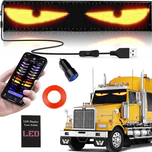 Vista 7 de KJOY - Mini letrero LED Bluetooth para coche, 17 x 7 cm, flexible, USB 5 V, señal LED digital, control por aplicación, programable