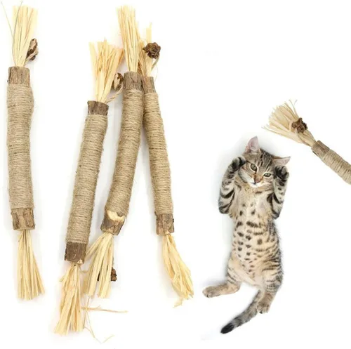 Vista 4 de Silvervine Sticks for Cats, 5 Piece Natural Chew Bite Resistant Pet Supplies, Cat Silver Vine Chewing Sticks, for Enrichment, Outdoor, Boredom
