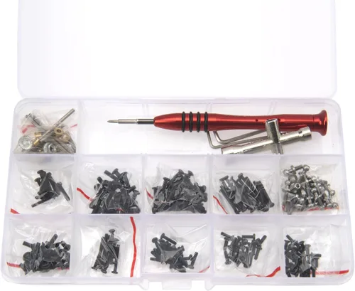 Vista 5 de Kit de herramientas de reparación de 260 piezas, tornillos de fijación M2 M2.5, llave hexagonal, pasadores de brazo oscilante, tornillo de cabeza