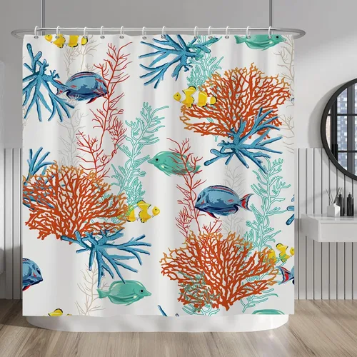 Vista 139 de Baocicco Cortina de ducha de mármol azul abstracto a rayas, decorativa, textura de lujo, línea moderna, decoración de acuarela, juego de cortinas