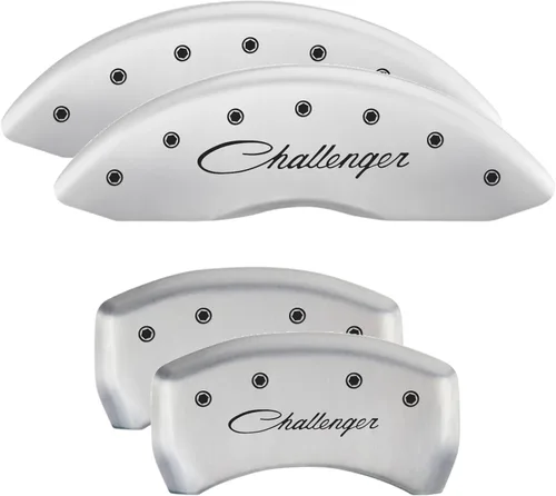 Vista 17 de MGP Caliper Covers 12162SCLBBK - Juego de 4 fundas de freno negras para Dodge Challenger 2011-2020 (pinza delantera de pistón dual) grabadas