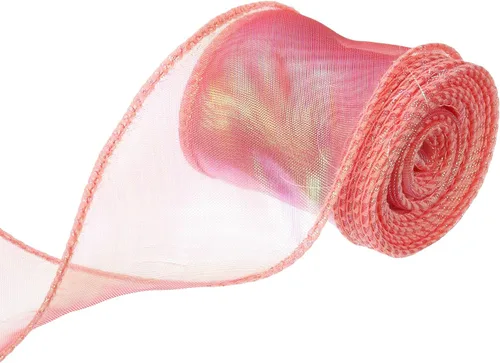 Vista 58 de MECCANIXITY Cinta de Organza Transparente con Alambre Brillante de 1 1/2" de Ancho, Cintas de Gasa Iridiscente con Brillo Pastel, 10 Yardas, Morado
