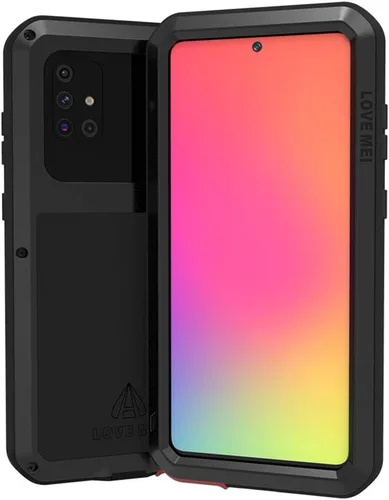 LOVE MEI Compatible con Samsung Galaxy A71 4G, resistente al agua, militar, resistente, a prueba de golpes, polvo y suciedad, aluminio híbrido, Negro