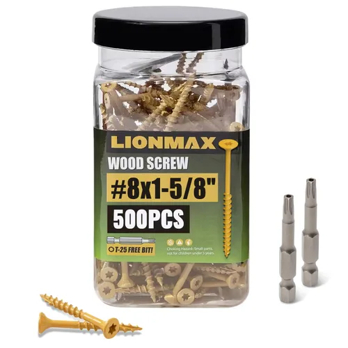 Vista 39 de LIONMAX Tornillos de cubierta de 1-1/4 pulgadas, tornillos para madera #8 x 1-1/4 pulgadas, 100 unidades, resistentes a la corrosión, revestimiento