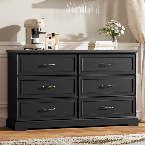Vista 11 de Thacuok Cómoda de 3 cajones para dormitorio, cómoda de madera de 24 pulgadas de ancho, cómoda rústica de granja con cajones grandes y asas de metal