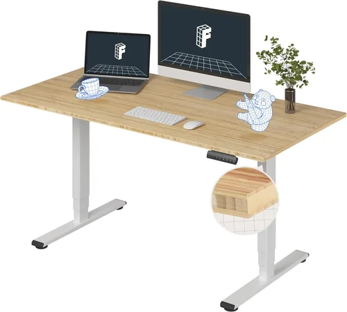 Vista 21 de Pro Bamboo - Escritorio eléctrico de pie con motor dual de 3 etapas, 48 x 24 pulgadas, tabla de escritorio de altura ajustable, escritorio eléctrico