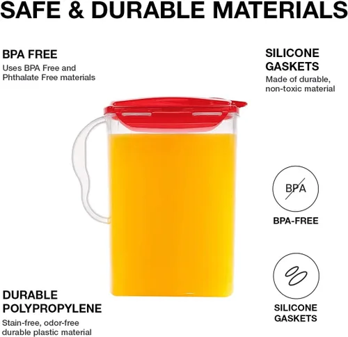 Vista 6 de LOCK & LOCK Jarra de agua para puerta del refrigerador, con asa, sin BPA (bisfenol A), jarra de plástico con tapa abatible, perfecta para hacer tés