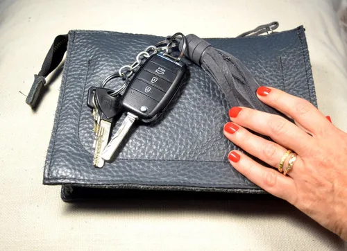 Vista 5 de Handmade Black Grey Leather Tassel Keychain Keyring And Bag Accessory, Leather Tassel For Handbag, Unique Keychain For Women, Leather Key Holder